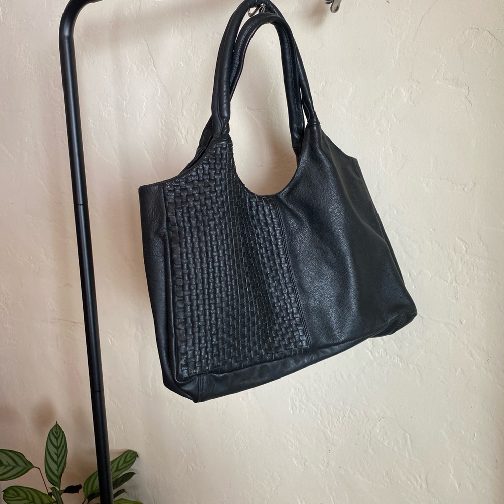 Chic Black Woven Tote Bag